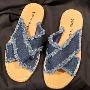 Dirty Laundry Denim Sandal - New - Size 7 / 37.5